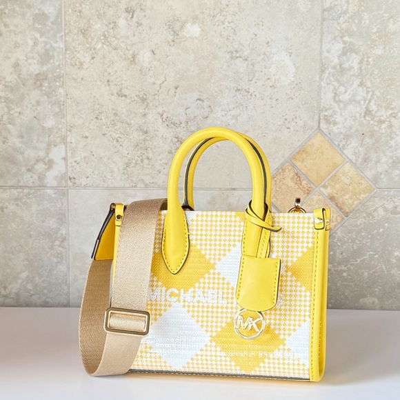 Michael Kors Mirella Mini Shopper Tote Shoulder Bag Sequins Yellow - Picture 4 of 13